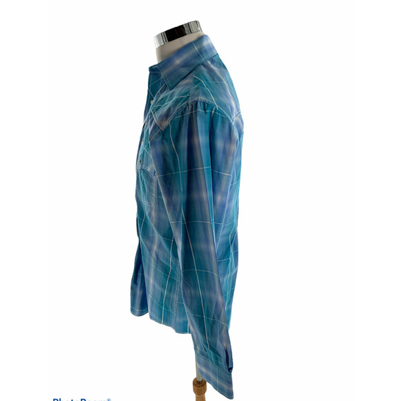 Rafter C Western Shadow Plaid Shirt Mens S Long Sleeve Pearl Snap Casual Preppy - Picture 2 of 6
